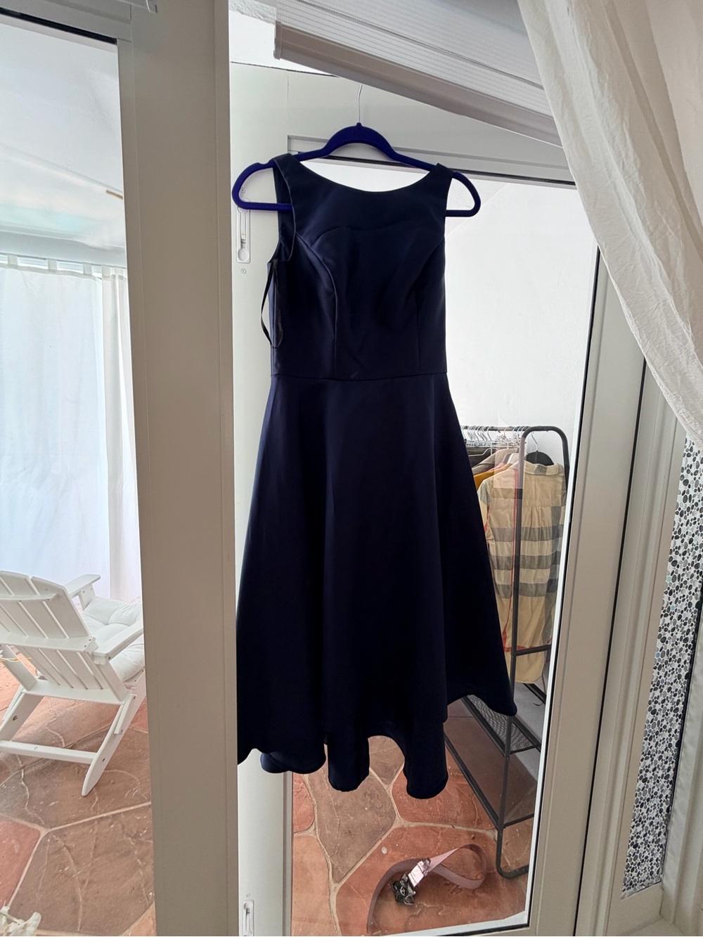 ALFRED SUNG Navy Sleeveless High-Low Fit-and-Flare Dress - Picture 8 of 10